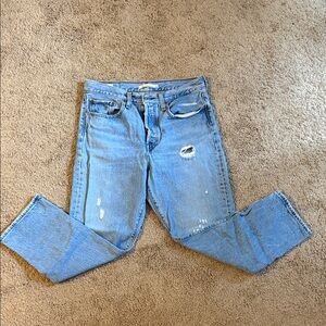 Levi's Light Blue Distressed Women's Straight Leg Jeans